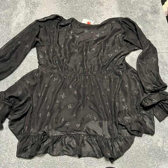 Torrid Lurex Star Surplice Ruffle Hem Top 4X Balloon Sleeve Layered Wrap - Picture 4 of 6